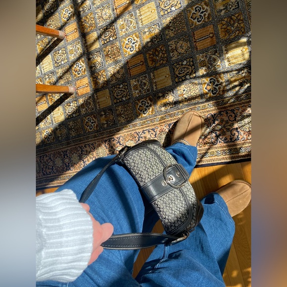 Vintage Y2K COACH Soho Signature C Black Jacquard & Leather Shoulder Bag 🖤 - Picture 11 of 16